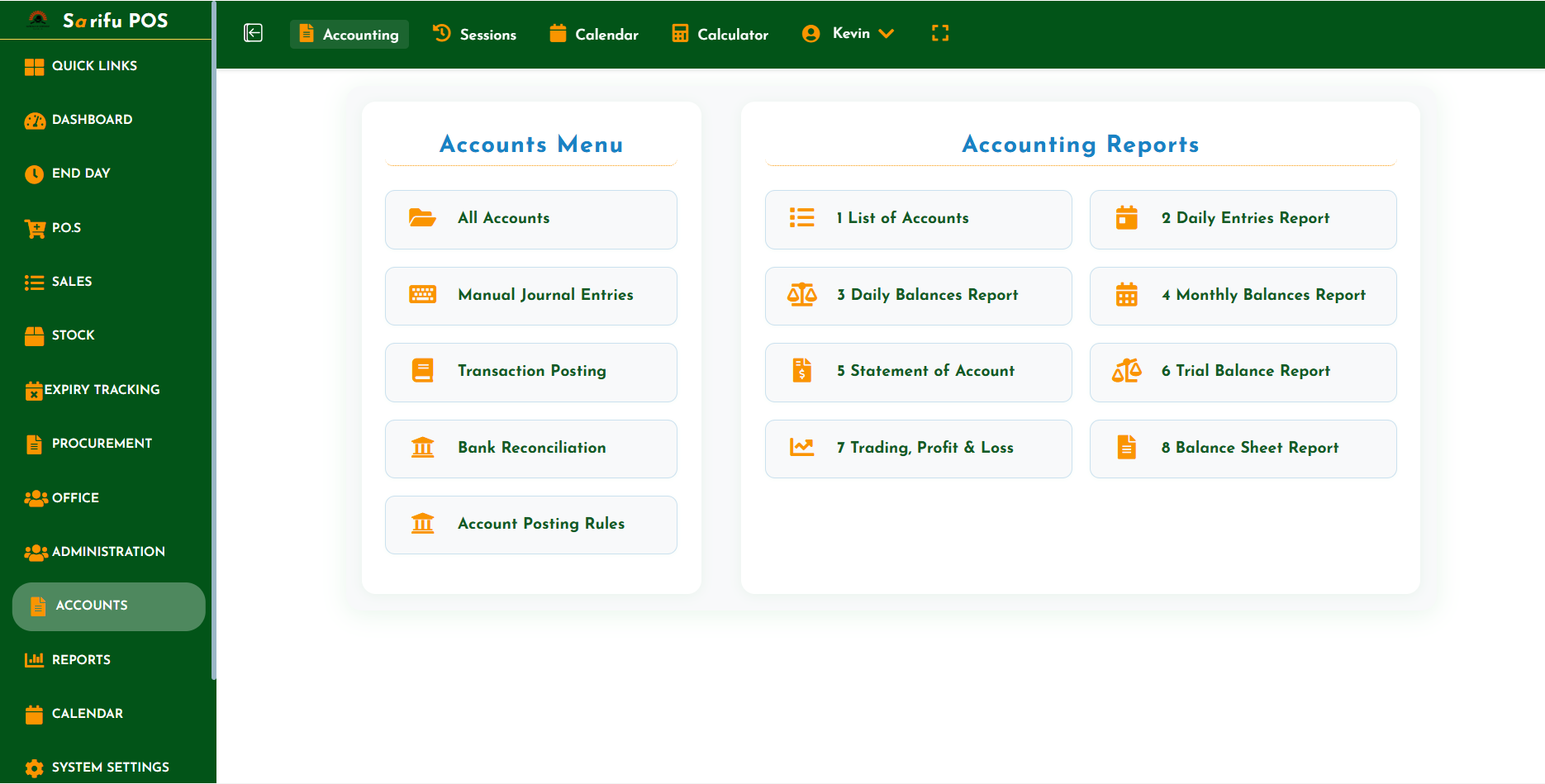 POS Accounting Reports